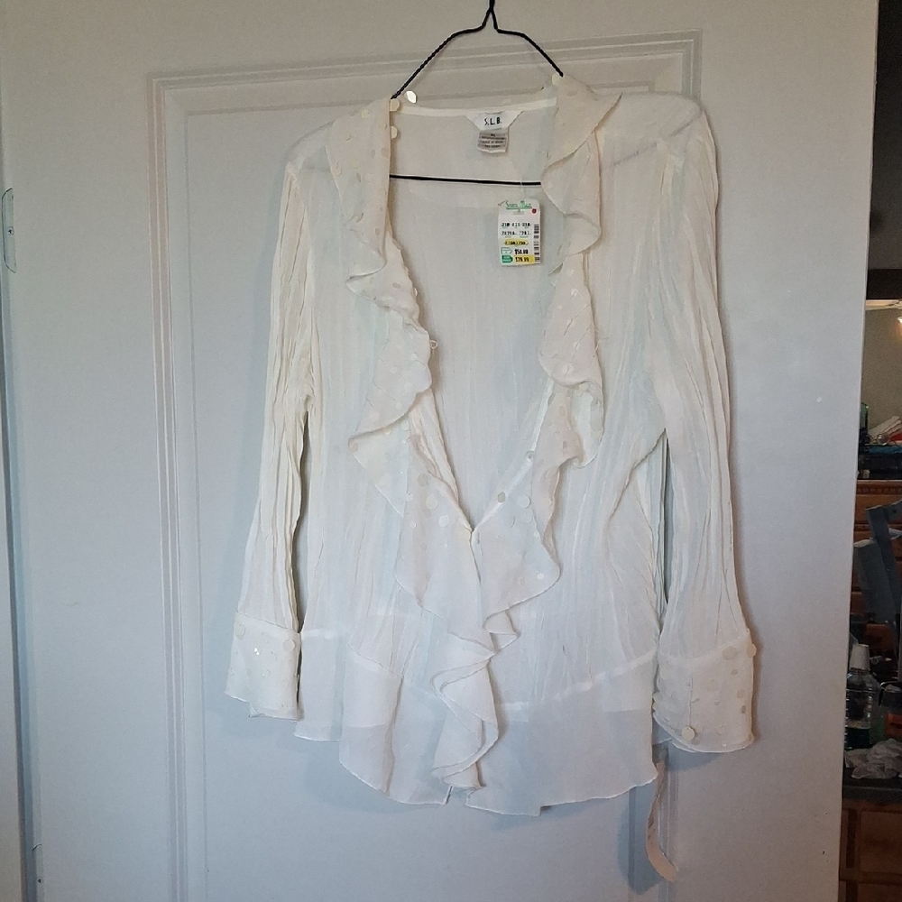 Elegant White Ruffle Blouse